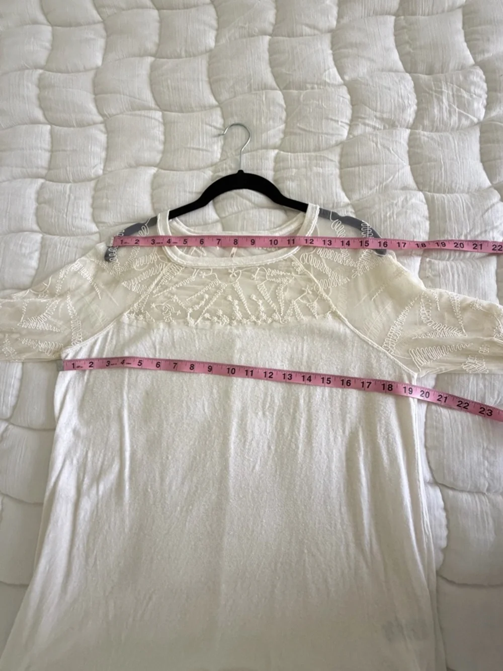 Free People White Ethereal Dainty Embroidered Lace Long Sleeve Top Medium